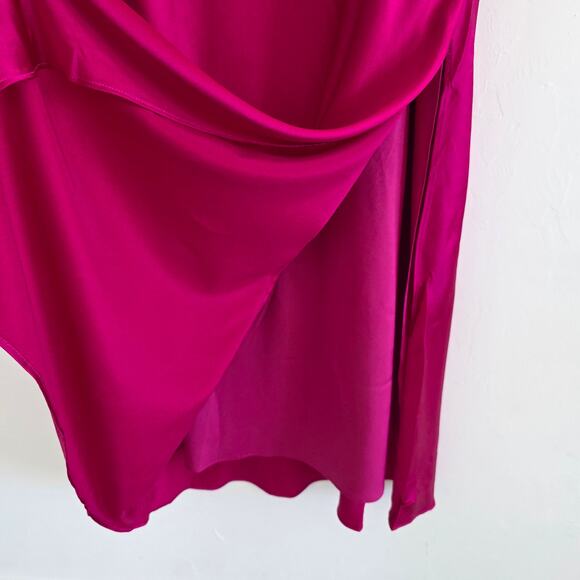 Cult Gaia Kamilla Fuchsia Pink One Shoulder Side Slit Silk Maxi Dress Size Small - Picture 6 of 8